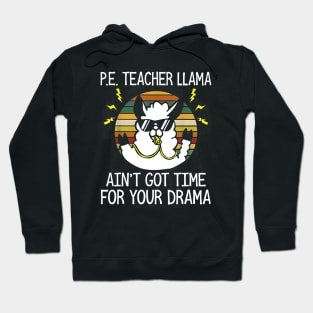 PE Teacher Llama Retro Vintage Sunset Gift Hoodie